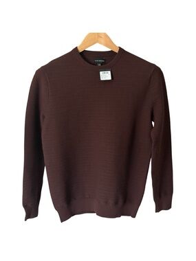 Club Monaco NWT Links Stripe Crewneck Sweater Burgundy XS